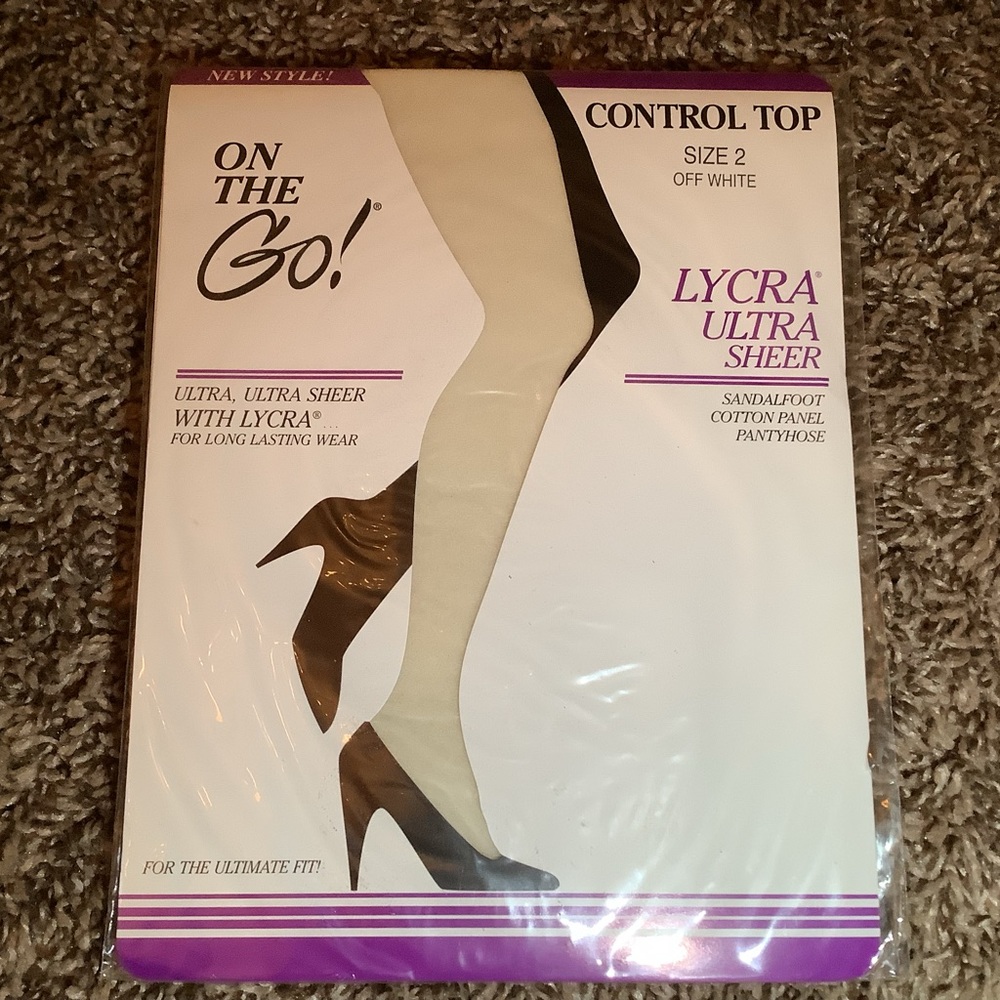 On The Go! ultra ultra sheer control top pantyhose, color off white, size: 2